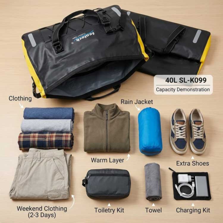 ​40L водоустойчива чанта Duffel Bag: Ръководство за капацитет за уикенд приключения